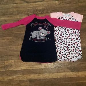 Bundle Girls Pajama Sleep Shirt Gown Long Sleeve Pink White Koala Leopard 6 6x